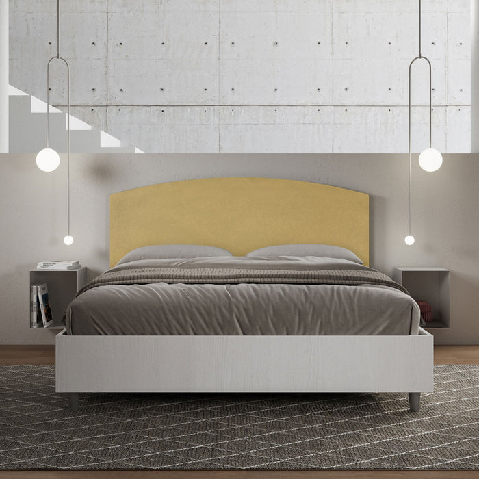 Letto Matrimoniale 160x190 cm con Rete e Contenitore Antilia Ocra