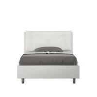 Letto una piazza e mezza con rete imbottito 120x210 similpelle bianco Appia Large