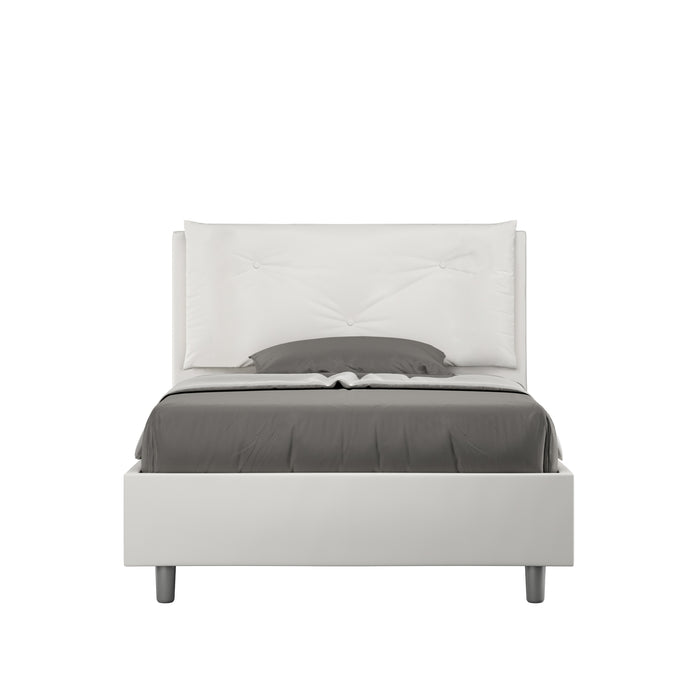 Letto una piazza e mezza con rete imbottito 120x190 similpelle bianco Appia Large