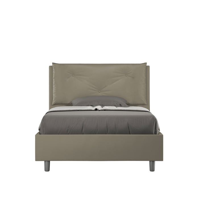 Letto una piazza e mezza con rete imbottito 120x200 similpelle cappuccino Appia Large