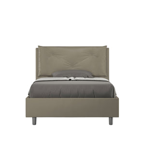 Letto una piazza e mezza con rete imbottito 120x210 similpelle cappuccino Appia Large