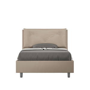 Letto una piazza e mezza contenitore imbottito 120x190 similpelle tortora Appia Large