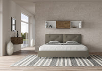 Letto matrimoniale king size con rete imbottito 200x200 similpelle cappuccino Appia Large