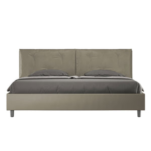 Letto matrimoniale king size con rete imbottito 200x200 similpelle cappuccino Appia Large