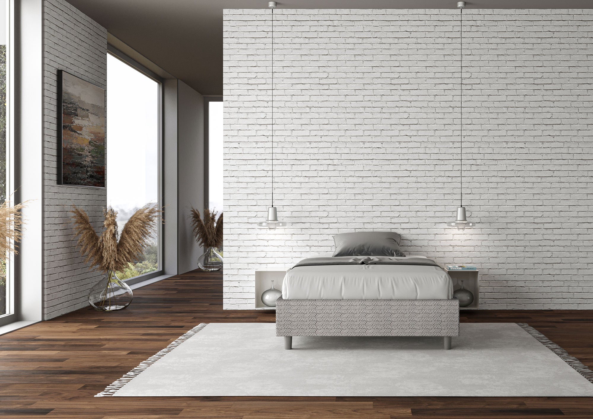 Letto 1 Piazza e Mezzo Sommier 120x210 cm con Rete e Contenitore Azelia Aragona 1 Bianco