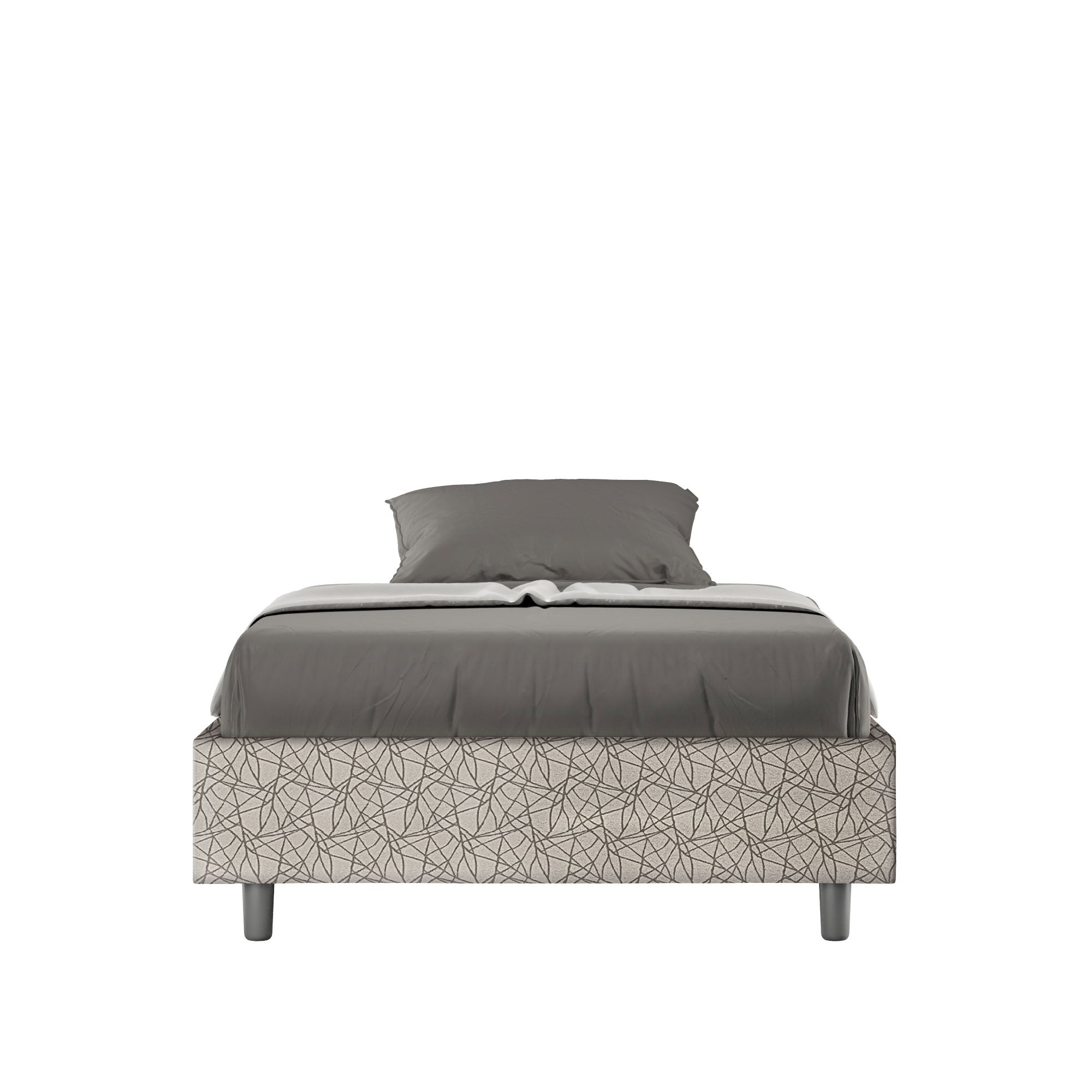 Letto 1 Piazza e Mezzo Sommier 120x190 cm Senza Rete Azelia Era 02 Grigio