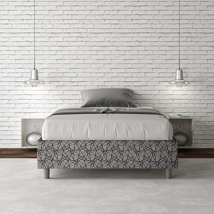 Letto una piazza e mezza contenitore imbottito 120x190 tessuto Era 9 blu Azelia