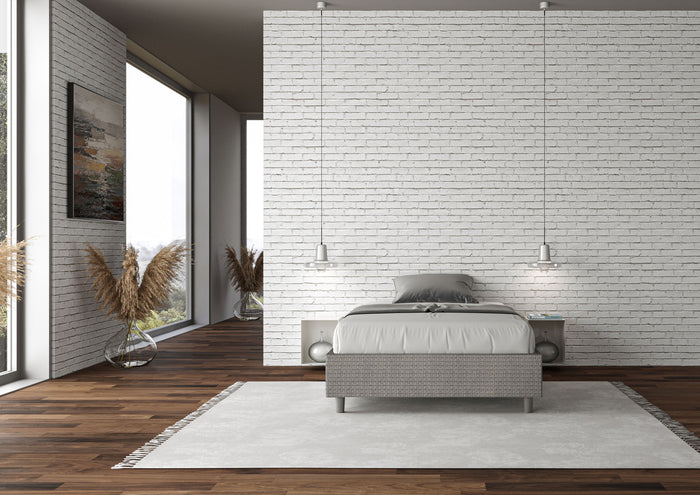 Letto una piazza e mezza contenitore imbottito 120x200 tessuto Labirinto 2 grigio Azelia