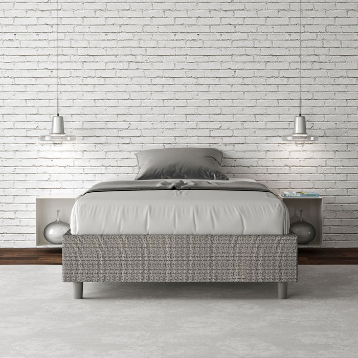 Letto una piazza e mezza senza rete imbottito 120x190 tessuto Labirinto 2 grigio Azelia