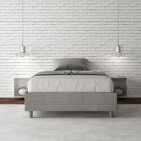 Letto una piazza e mezza con rete imbottito 120x210 tessuto Labirinto 2 grigio Azelia