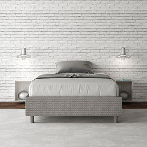 Letto una piazza e mezza con rete imbottito 120x190 tessuto Labirinto 2 grigio Azelia