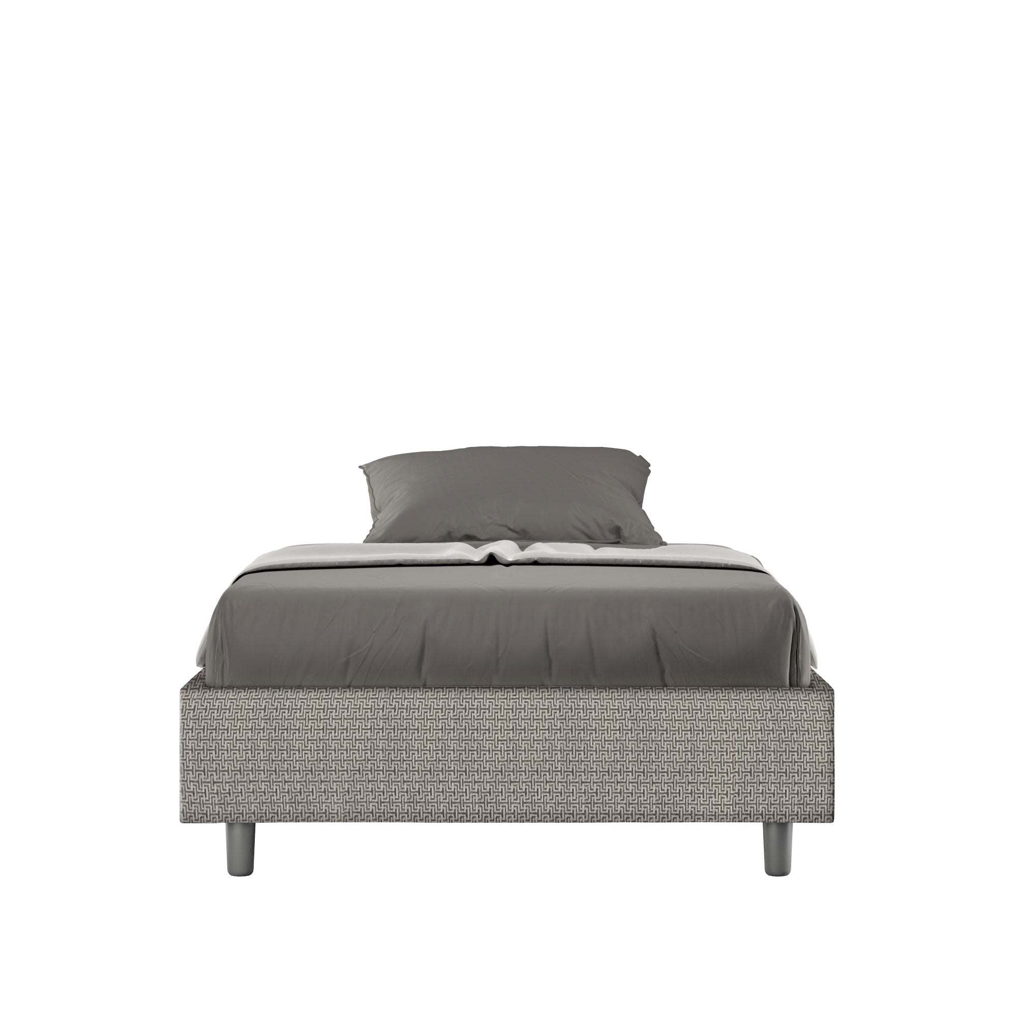 Letto una piazza e mezza contenitore imbottito 120x200 tessuto Labirinto 2 grigio Azelia