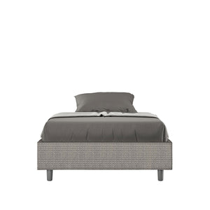 Letto una piazza e mezza con rete imbottito 120x190 tessuto Labirinto 2 grigio Azelia