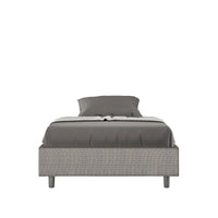 Letto una piazza e mezza con rete imbottito 120x210 tessuto Labirinto 2 grigio Azelia