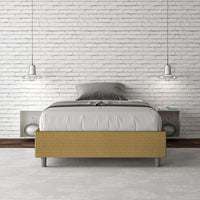 Letto una piazza e mezza contenitore imbottito 120x210 tessuto Labirinto 6 giallo Azelia