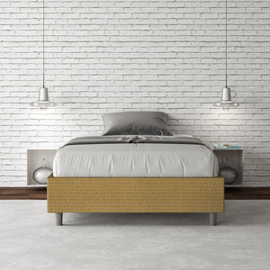 Letto una piazza e mezza contenitore imbottito 120x190 tessuto Labirinto 6 giallo Azelia