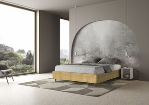 Letto matrimoniale con rete imbottito 160x190 tessuto Aragona 3 giallo Azelia