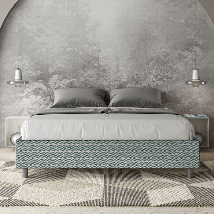 Letto matrimoniale senza rete imbottito 160x200 tessuto Aragona 7 azzurro Azelia