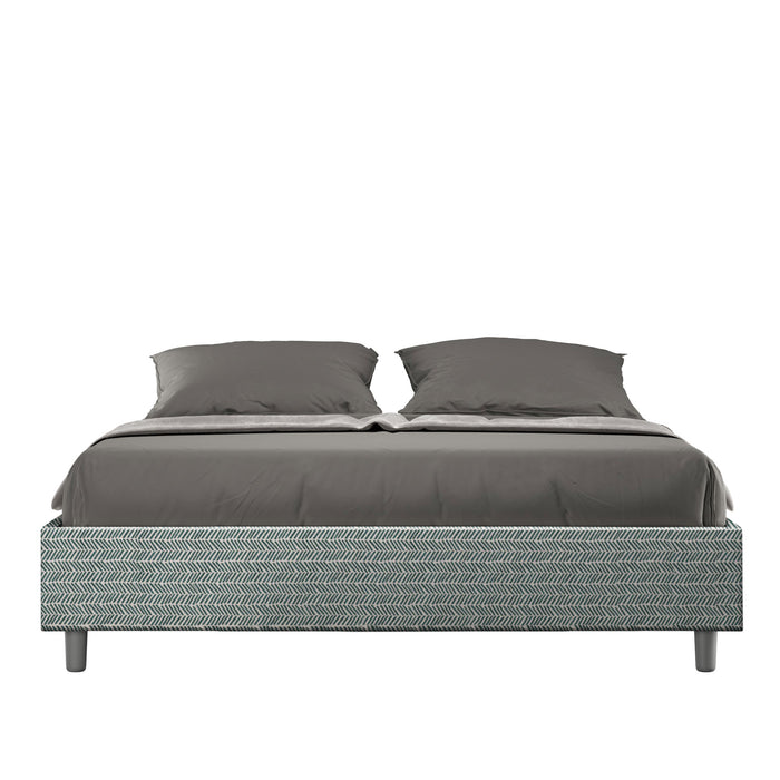 Letto matrimoniale con rete imbottito 160x190 tessuto Aragona 7 azzurro Azelia