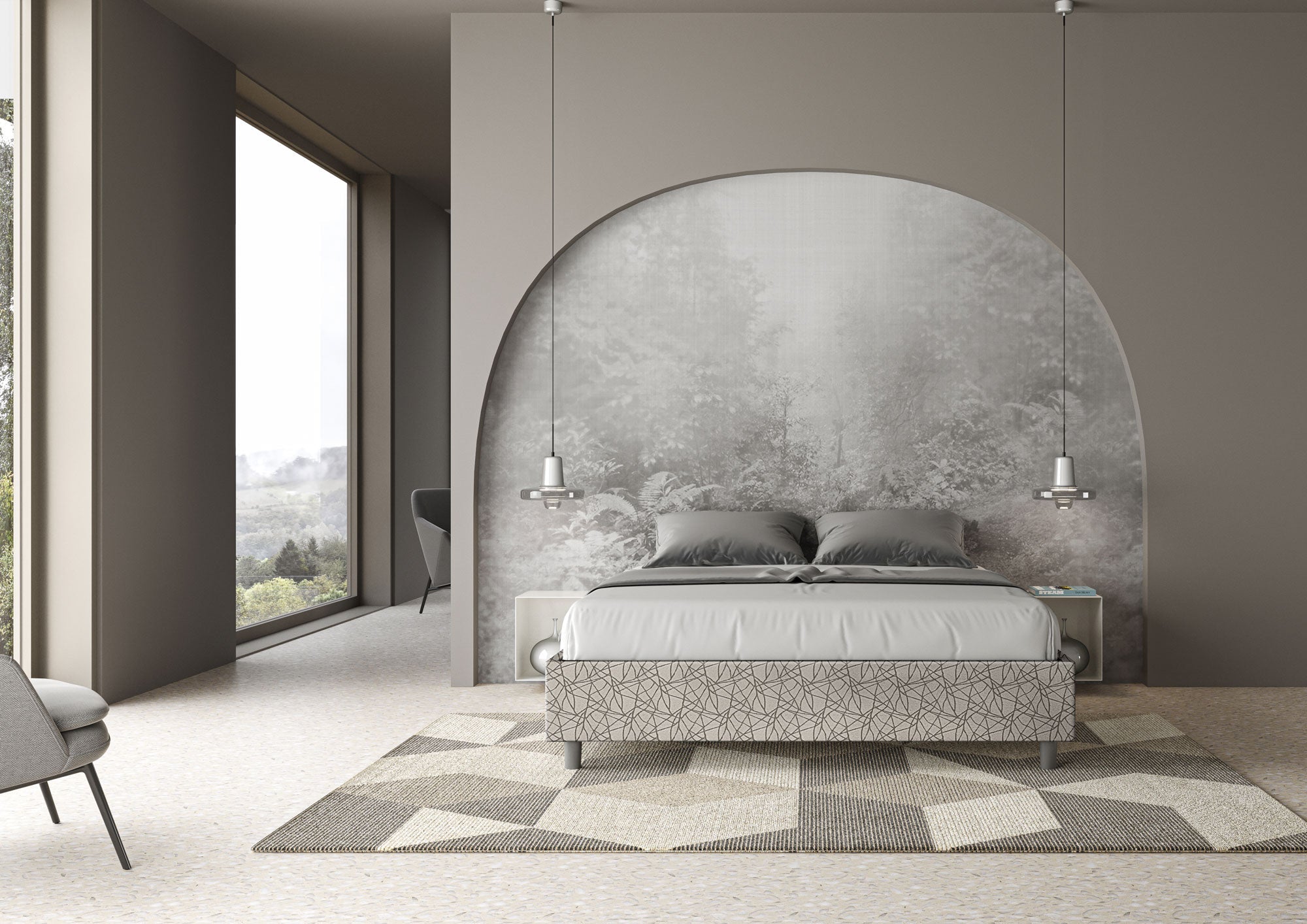 Letto Matrimoniale Sommier 160x190 cm Senza Rete Azelia Era 02 Grigio