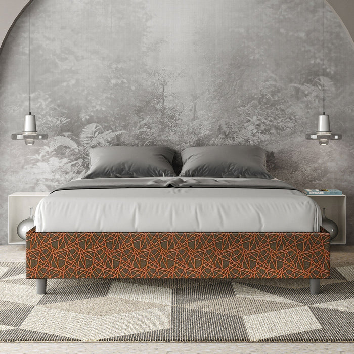 Letto Matrimoniale Sommier 160x200 cm con Rete e Contenitore Azelia Era 04 Arancione