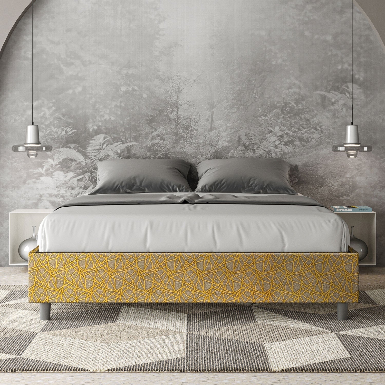 Letto Matrimoniale Sommier 160x190 cm con Rete Azelia Era 06 Giallo