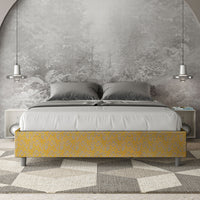 Letto matrimoniale contenitore imbottito 160x200 tessuto Era 6 giallo Azelia