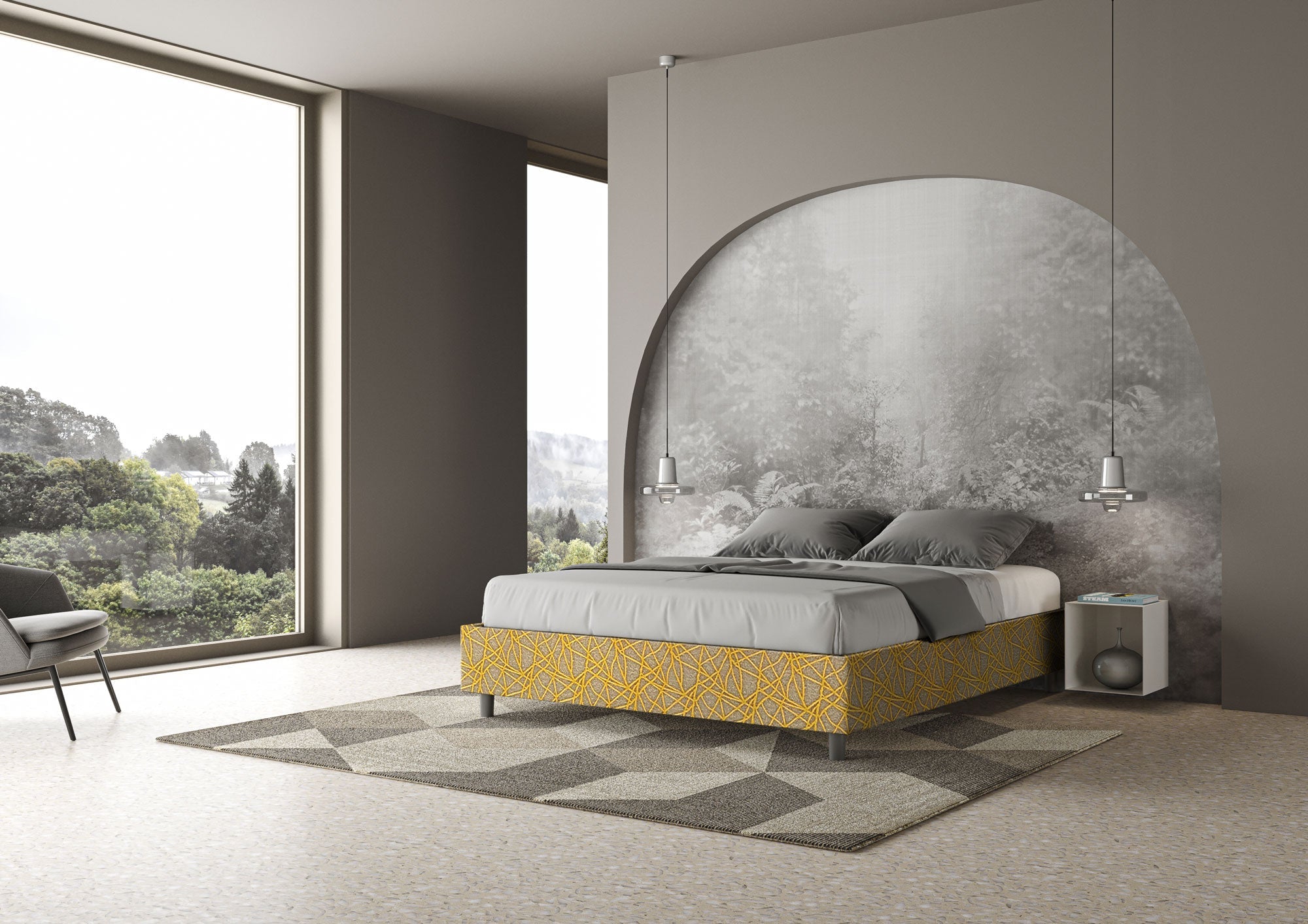 Letto Matrimoniale Sommier 160x200 cm con Rete Azelia Era 06 Giallo