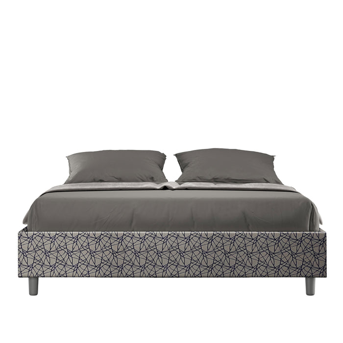 Letto matrimoniale con rete imbottito 160x190 tessuto Era 9 blu Azelia