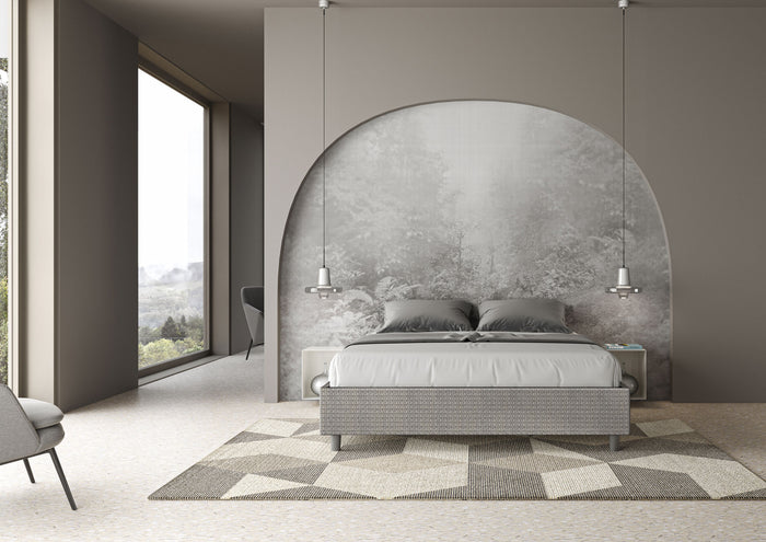 Letto matrimoniale con rete imbottito 160x200 tessuto Labirinto 2 grigio Azelia