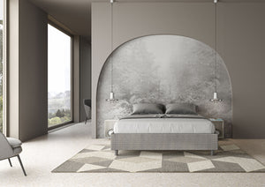 Letto matrimoniale contenitore imbottito 160x190 tessuto Labirinto 2 grigio Azelia