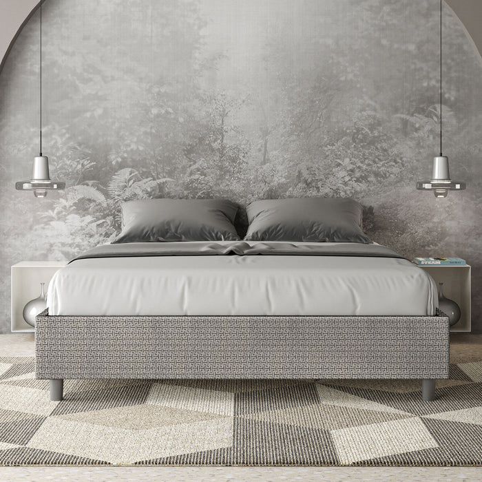 Letto matrimoniale con rete imbottito 160x210 tessuto Labirinto 2 grigio Azelia