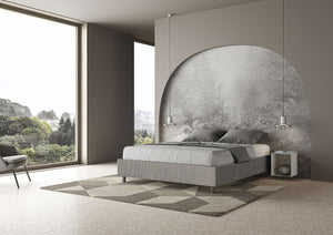 Letto Matrimoniale Sommier 160x200 cm con Rete e Contenitore Azelia Labirinto 02 Grigio