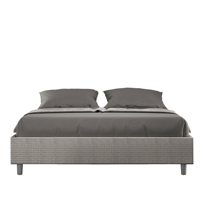 Letto Matrimoniale Sommier 160x200 cm con Rete e Contenitore Azelia Labirinto 02 Grigio