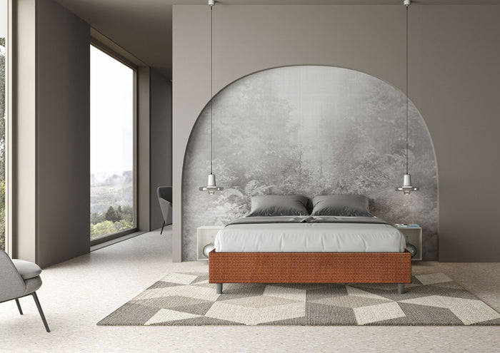 Letto Matrimoniale Sommier 160x210 cm con Rete Azelia Labirinto 04 Arancione