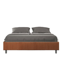 Letto matrimoniale senza rete imbottito 160x190 tessuto Labirinto 4 arancio Azelia