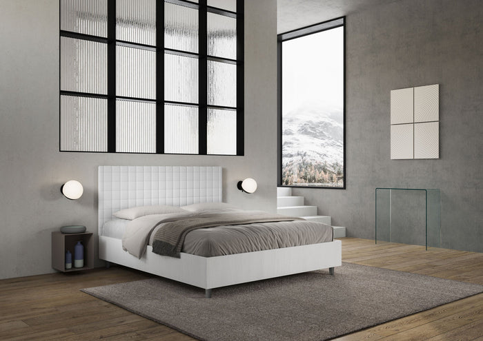 Letto Matrimoniale 160x190 cm con Rete e Contenitore Burmy Bianco