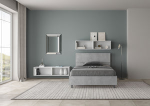 Letto 1 Piazza e Mezzo 120x200 cm Senza Rete Testata Dritta Demas Grigio