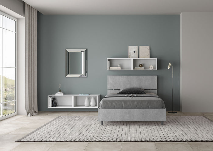 Letto una piazza e mezza contenitore 120x190 testata inclinata cemento Demas