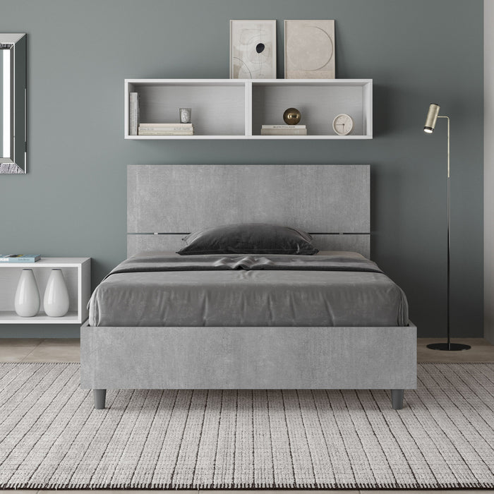 Letto una piazza e mezza contenitore 120x190 testata inclinata cemento Demas