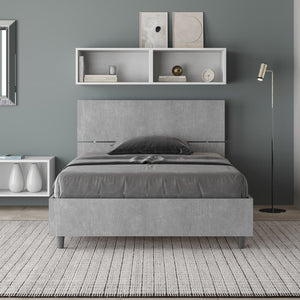 Letto 1 Piazza e Mezzo 120x200 cm con Rete e Contenitore Testata Dritta Demas Grigio