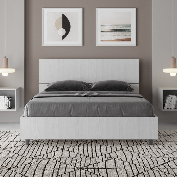 Letto Matrimoniale Francese 140x200 cm Senza Rete Testata Inclinata Demas Bianco Frassino