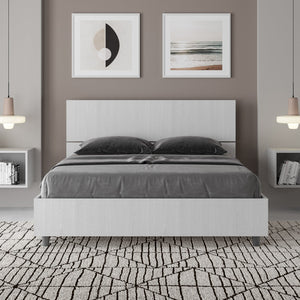 Letto Matrimoniale Francese 140x190 cm Senza Rete Demas Testata Inclinata Bianco Frassino