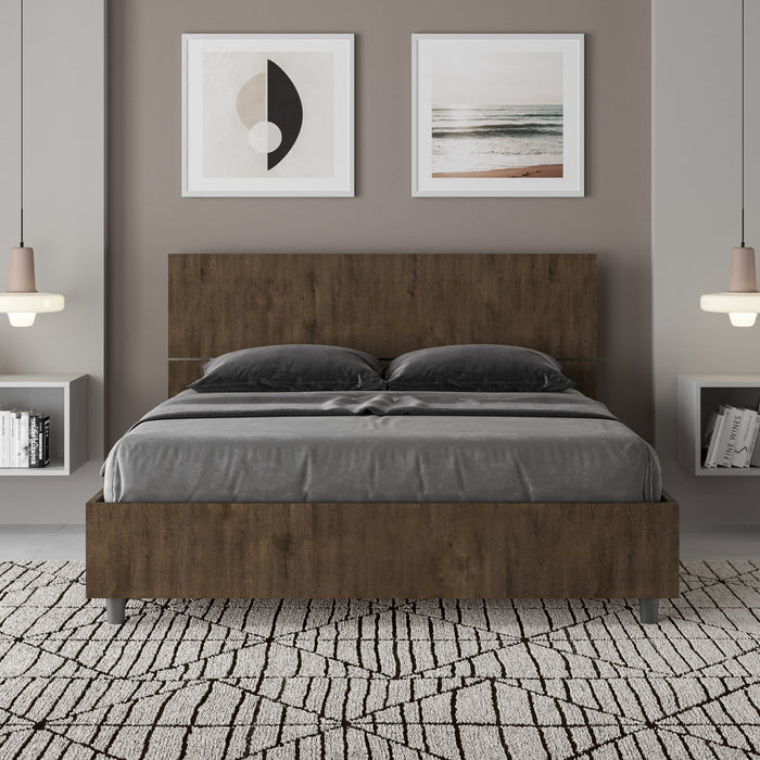 Letto matrimoniale francese senza rete 140x200 testata dritta noce Demas