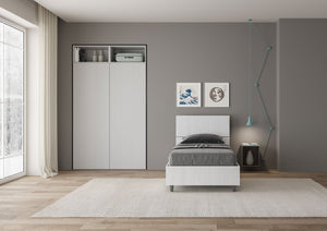 Letto Singolo 80x190 cm Senza Rete Demas Testata Inclinata Bianco Frassino