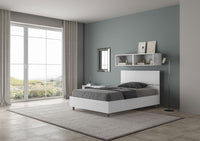 Letto 1 Piazza e Mezzo 120x200 cm con Rete e Contenitore Testata Dritta Demas Bianco Frassino