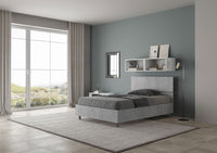 Letto 1 Piazza e Mezzo 120x200 cm con Rete e Contenitore Testata Dritta Demas Grigio