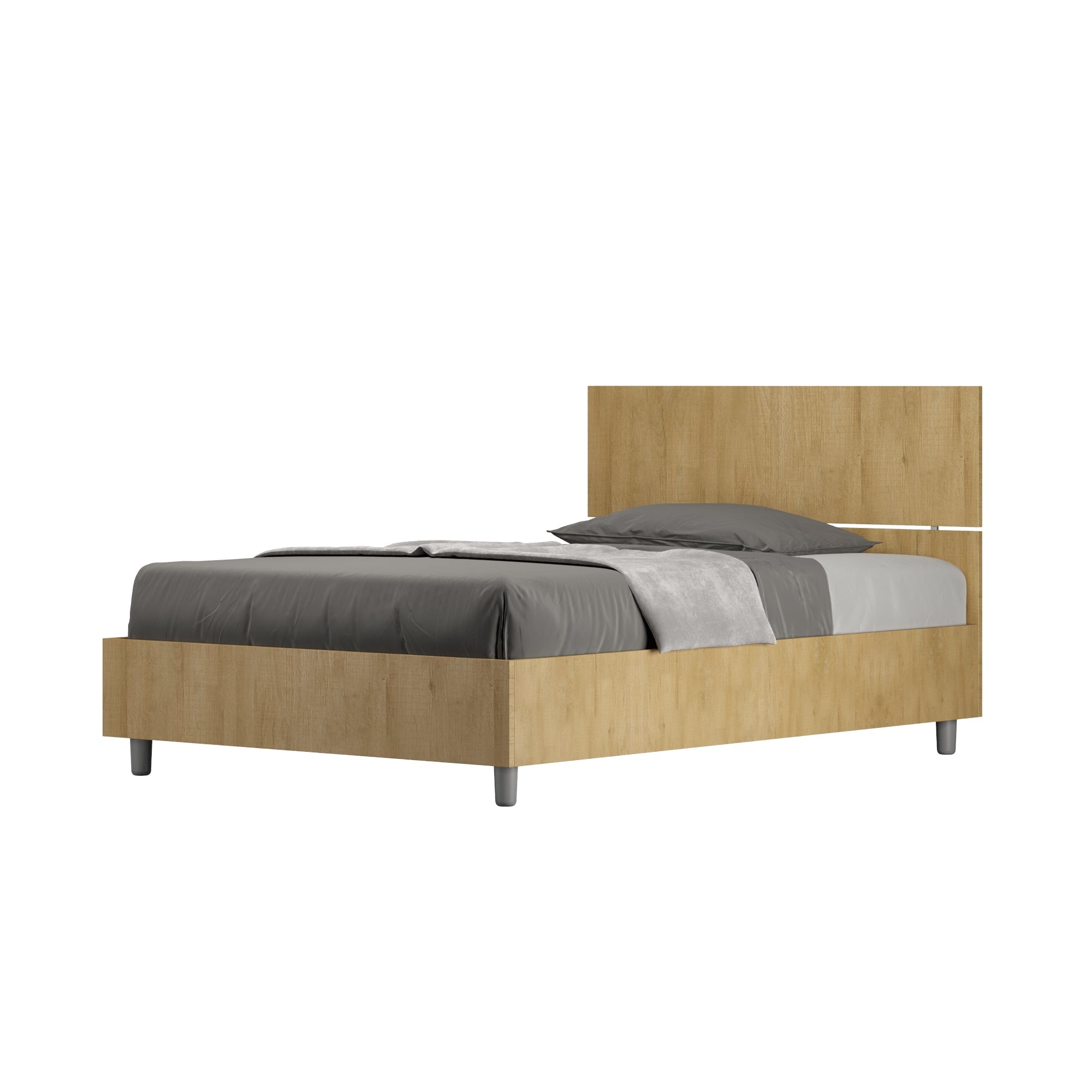 Letto 1 Piazza e Mezzo 120x190 cm Senza Rete Demas Testata Dritta Quercia