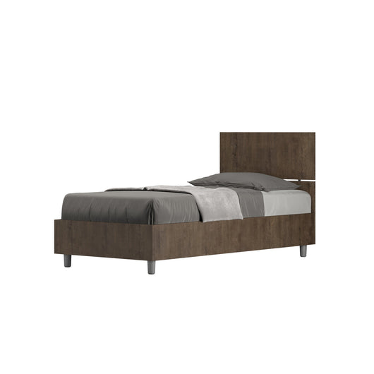 Letto Singolo 80x190 cm con Rete Demas Testata Dritta Noce