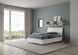 Letto 1 Piazza e Mezzo 120x190 cm con Rete Demas Testata Inclinata Bianco Frassino